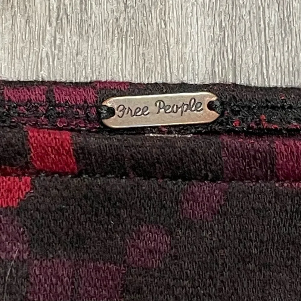 Free People Red Purple Black Geometric Stretchy Mini Skirt Diamond Shapes Medium